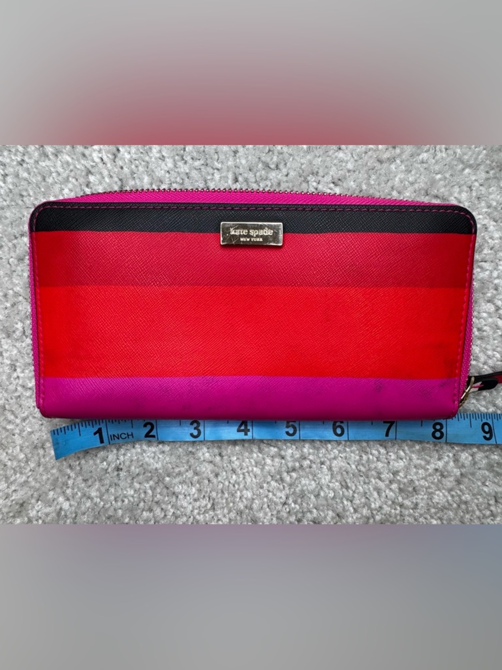 Kate Spade New York Laurel Way Bonita Stripe large continental zip around wallet - Picture 8 of 9